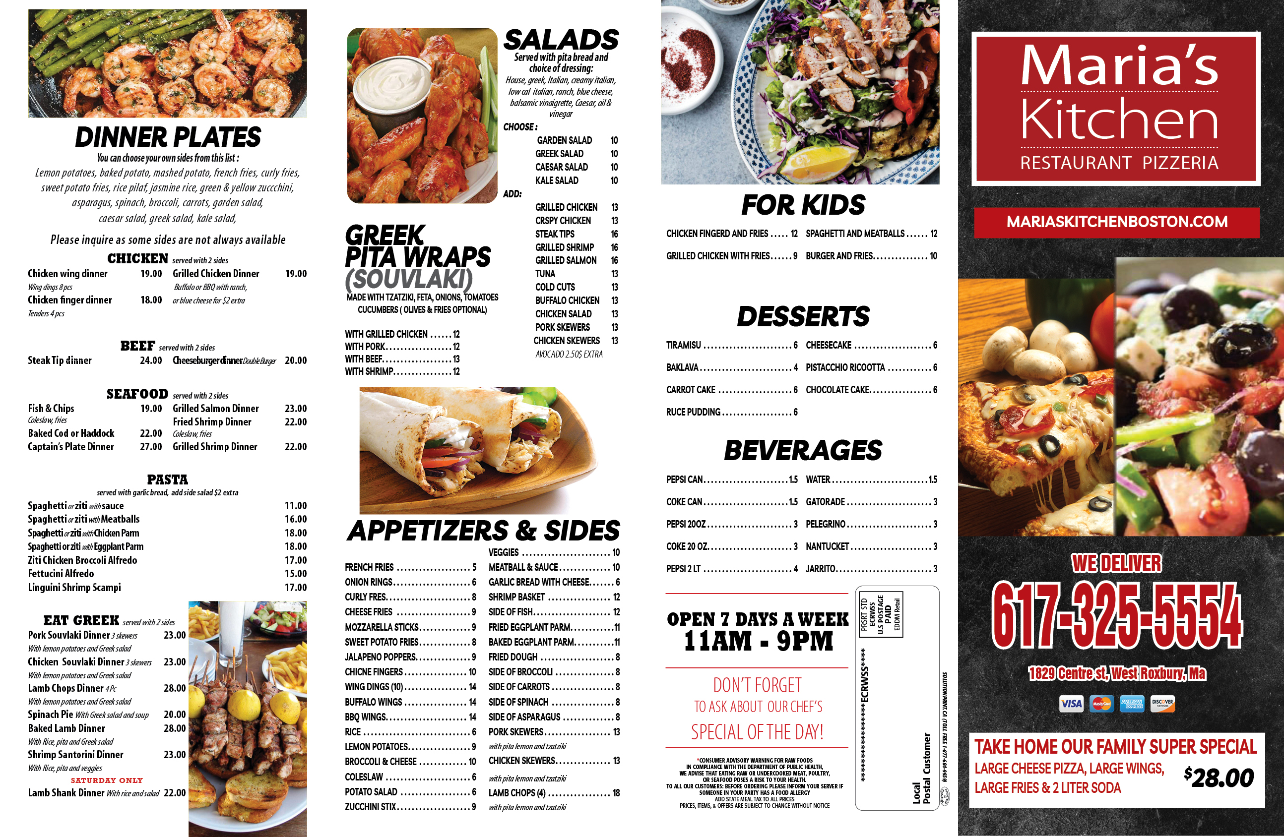 Click on our menu