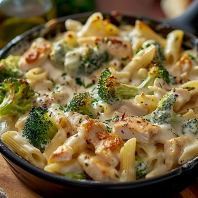 Chicken Ziti Broccoli Alfredo.
