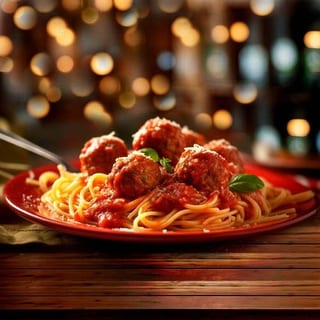 Spaghetti or Ziti with Sauce and Meatballs