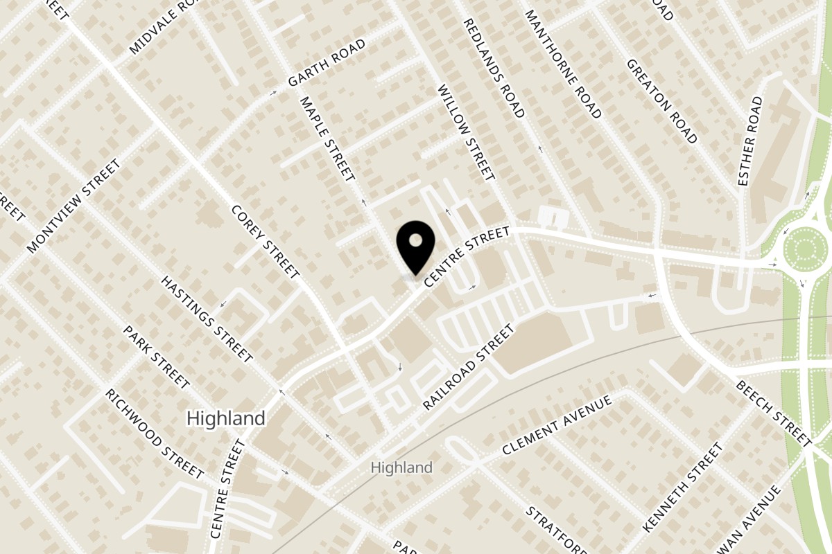 Map showing the location of Maria's Kitchen on 1829 Centre St in West Roxbury